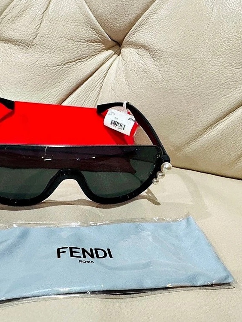 Fendi FF0296/S Pearl Shield Sunglasses Black & Red